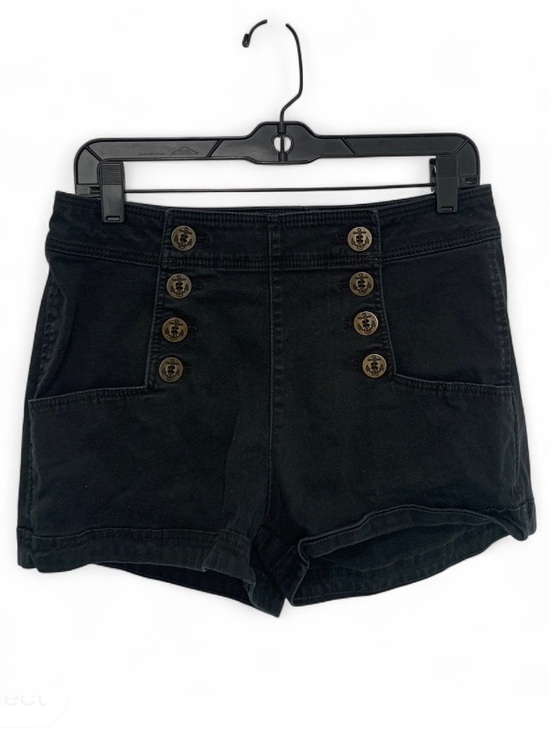 Vintage Pants - Y2K Express High-Waist Black Sailor Button-Front Shorts